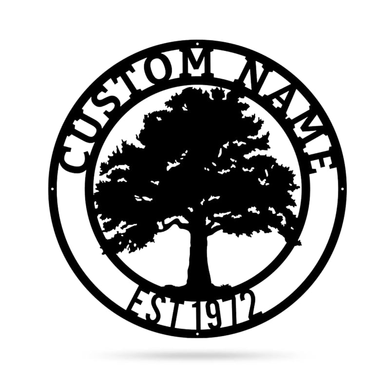 RealSteel, Tree of Life, Oak Tree Family Monogram, Custom Metal Signs, Personalized Wall Art, Split Letter Monogram, Metal Wall Decor, Last Name Sign, Family Name Sign, Dad Gift, Outdoor Garden Decor-Ruum Studio Home
