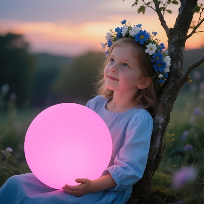 10 In LED Globe Light w/Remote, 16 RGB Colors 4 Modes & 8 Dimmable Brightness LED Ball Light Sphere Lamp, Rechargeable Orb Night Light Waterproof Outdoor Globe Lamp for Home/Yard/Lawn/Party/Pool Decor-Ruum Studio Home