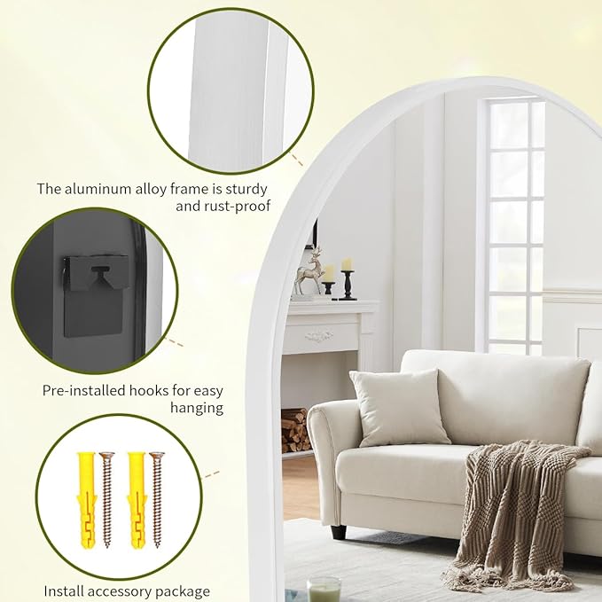 BEAUTYPEAK 20"x30" Arch Bathroom Mirror, Wall Mounted Vanity Metal Frame Mirror for Bedroom, Entryway, Living Room, Silver-Ruum Studio Home