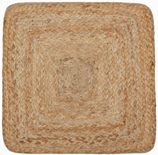 REDEARTH · Cube Pouf Foot Stool Ottoman - Jute Braided Pouffe Poof Accent Sitting Footrest for The Living Room, Bedroom, Nursery, Patio, Lounge & Other Rooms (14.5”x14.5”x16”; Natural Olive)-Ruum Studio Home