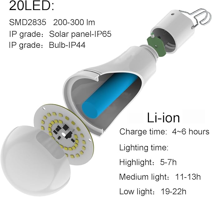 Solar Light Bulb Portable 350LM Solar Powered Camping Light Led Lantern Outdoor for Lamp Light Hiking Fishing Tent Indoor Shed Chicken Coop Hurricane Emergency with USB Chargeable-Ruum Studio Home