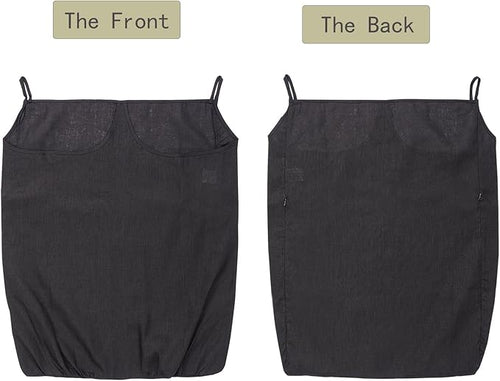 100% Pure Linen Dual Hanging Laundry Bag with 2 Deep Pocket and 2 Side Zipper 20x27in, Over The Door Laundry Hamper Space Saving Hampers for Dirty Clothes Home Travel, Black-Ruum Studio Home