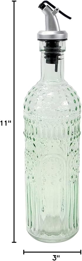Grant Howard Etrusco Embossed Glass Oil and Vinegar Cruet with Pourer, 16 oz, Translucent-Ruum Studio Home