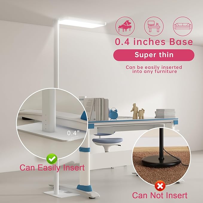 LED Floor Lamp 78ines Tall Floor Lamp 80W White Mordern Office Standing Lights Eye-Care Reading Lamps for Living Room Study Bedroom 4000K Daylight-Ruum Studio Home