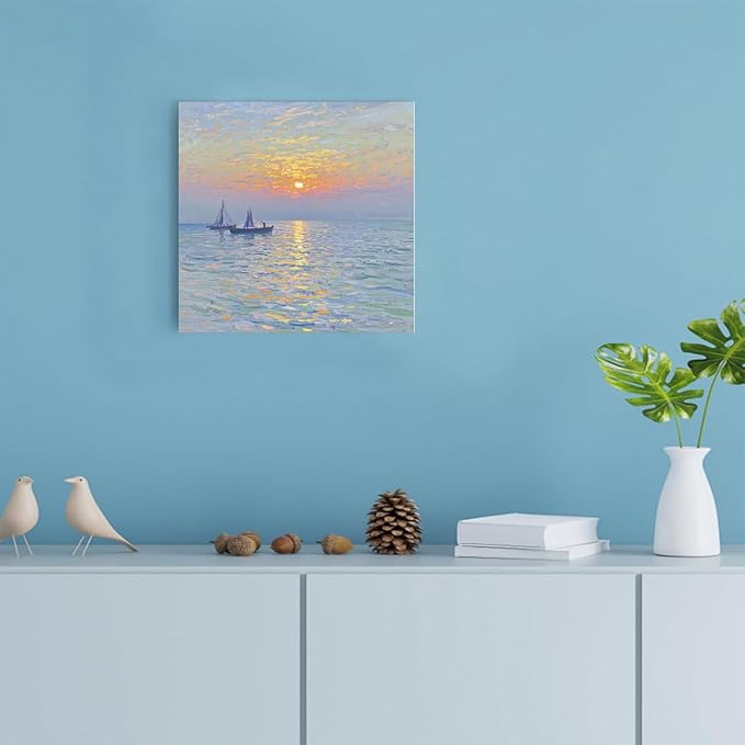 Coastal sailboat scenery poster art decor ocean nautical room decor beautiful sailboat seascape decor suitable for beach villa-Ruum Studio Home