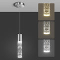 OKELI Modern Pendant Light,3 Color LED Bubble Crystal Island Light Fixtures,Chrome Mini Pendant Lighting for Kitchen Island,Bar,6W,3000-6000K,ETL-Ruum Studio Home