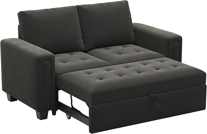 Belffin Modular Sectional Sleeper Sofa with Pull Out Couch Bed Modular Sleeper Loveseat Sectional Sofa Velvet Fabric for Living Room Apartment Grey-Ruum Studio Home