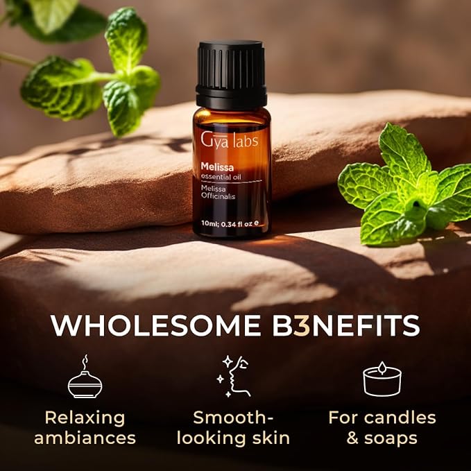 Gya Labs Melissa Essential Oil - 0.34 Fl Oz - 100% Pure Natural Melissa Oil for Candle Making Scent-Ruum Studio Home