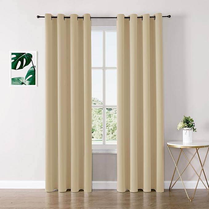 ChrisDowa Blackout Curtains 84 inches Long for Bedroom - 2 Panels Set Grommet Thermal Insulated Room Darkening Curtains for Living Room (Biscotti Beige, 52 x 84 Inch)-Ruum Studio Home