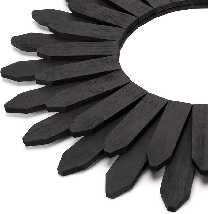 Honiway 21 inch Black Wall Decor Vintage Mirror, Boho Style, Wooden Frame, Easy to Hang, Ideal Gift-Ruum Studio Home