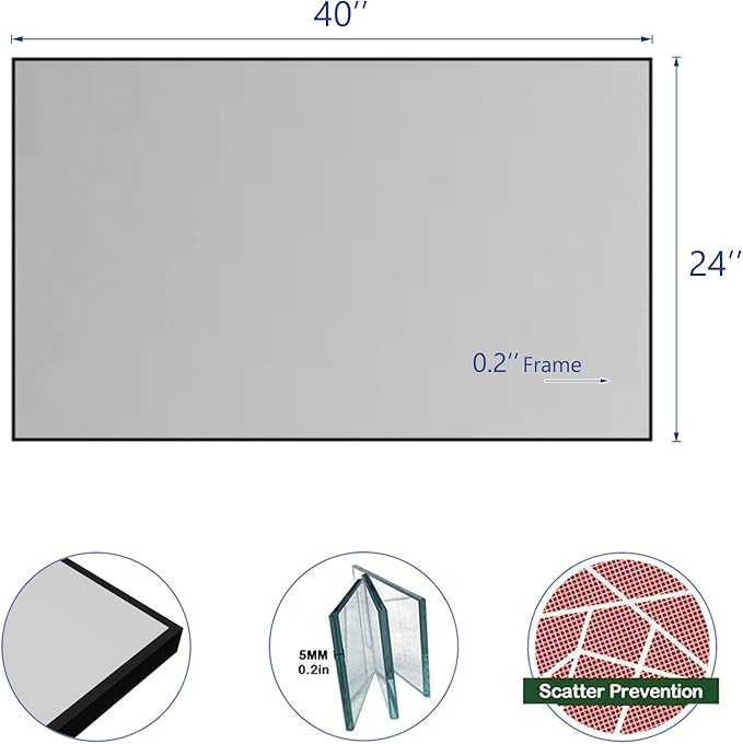 Bathroom Wall Mirror, Decorate Bathroom Mirrors for Wall, Rectangle Modern Bathroom Wall Mounted Mirror Vertical or Horizontal Hanging for Living Room (Black Framed 40’’ x 24’’)-Ruum Studio Home