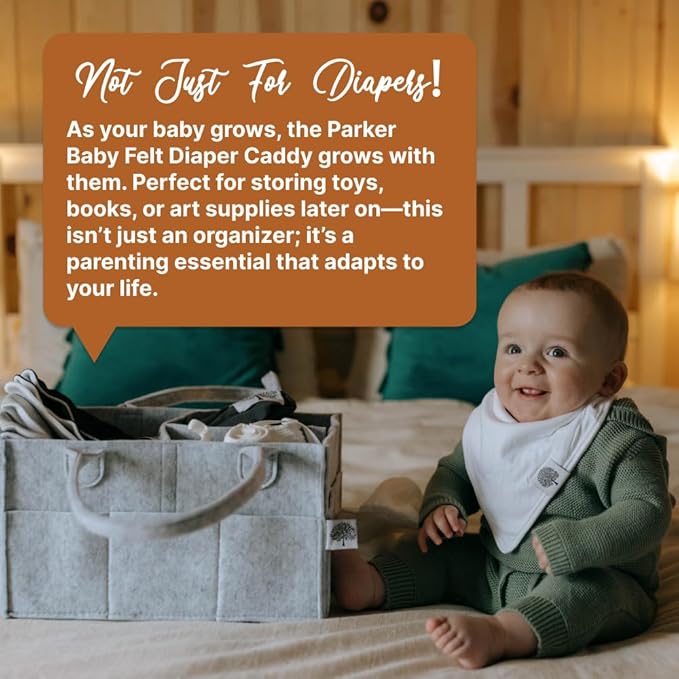 Parker Baby Co. Diaper Caddy - Nursery Storage Bin and Car Organizer for Diapers and Baby Wipes - Gray, Large-Ruum Studio Home