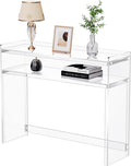 Acrylic Console Table, Entryway Table with Storage Shelves (1, 39.4 * 31.5 * 11.7) (Clear)-Ruum Studio Home