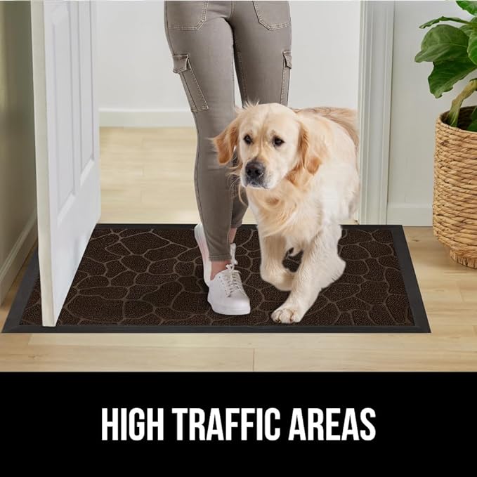 GORILLA GRIP 100% Waterproof All-Season WeatherMax Doormat, US Designed Natural Rubber, Stain and Fade Resistant, Low Profile Indoor Outdoor Door Mats, Easy Clean Patio Mat, 17x29, Dark Brown Pebble-Ruum Studio Home