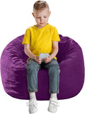 Bean Bag Chairs for Kids - Memory Foam Furniture BeanBag Chair - Kids/Teens Sofa with Soft Micro Fiber Cover - Round Fluffy Couch for Living Room Bedroom College Dorm - 2.5 ft, Purple-Ruum Studio Home