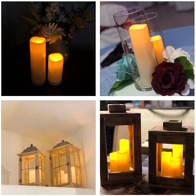 Aignis 12pcs Flameless LED Candles Battery Operated with 10-Key Remote Timer, Outdoor Indoor Waterproof, Warm Flickering Glow for Cozy & Romantic Home/Wedding/Holiday Décor(D2.2''xH4/5/6/7'')-Ruum Studio Home