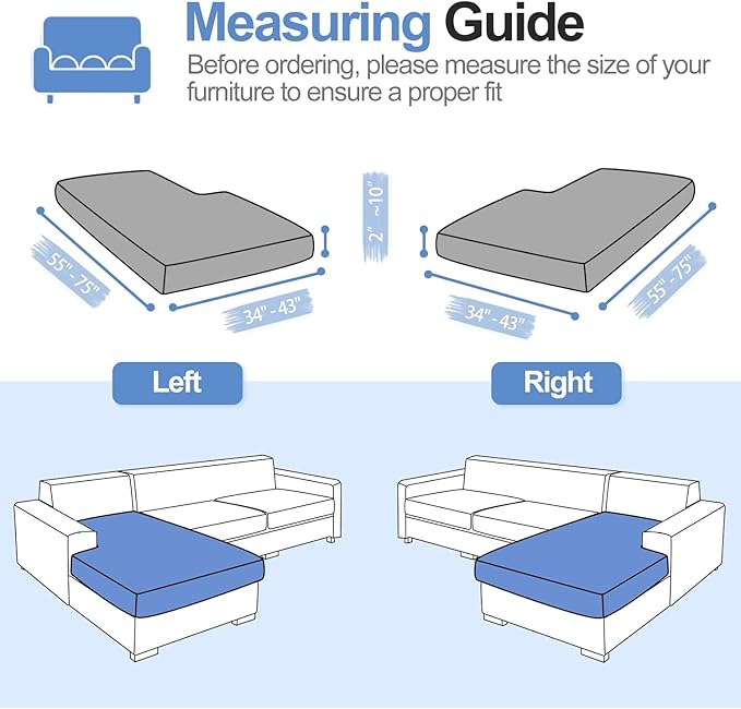 Sectional Couch Covers for L Shaped Sectional Sofa (Left or Right Facing) – Softer Chenille Sofa Covers Washable, Non-Slip Stretch Chaise Slipcover (Only 1 Piece, Dark Grey)-Ruum Studio Home