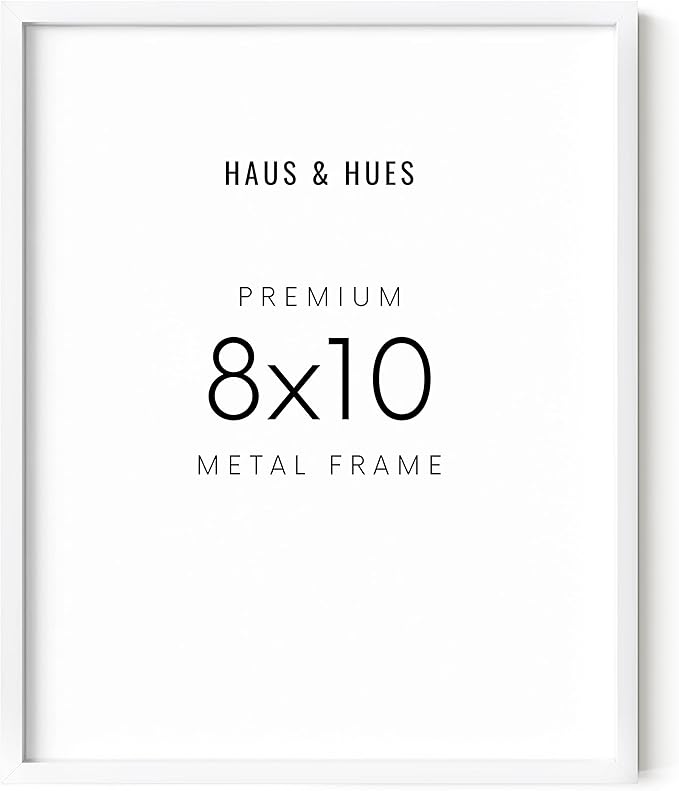 HAUS AND HUES White 8x10 Picture Frame - Modern Aluminum Wall Art Display - Minimalist, Lightweight 8x10 White Frame for Art Prints, Photos, Posters - Ready-to-Hang Vertically & Horizontally-Ruum Studio Home
