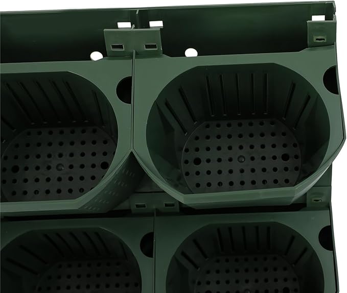 12Pieces 3-Pot Wall Planter Vertical Garden Plant Walls Wall Mounted Vertical Planter with Water-Storage Layer Stackable Wall-Mounted Flower Pot for Gardens, Balconies 180.78lbs Total Capacity (Green)-Ruum Studio Home