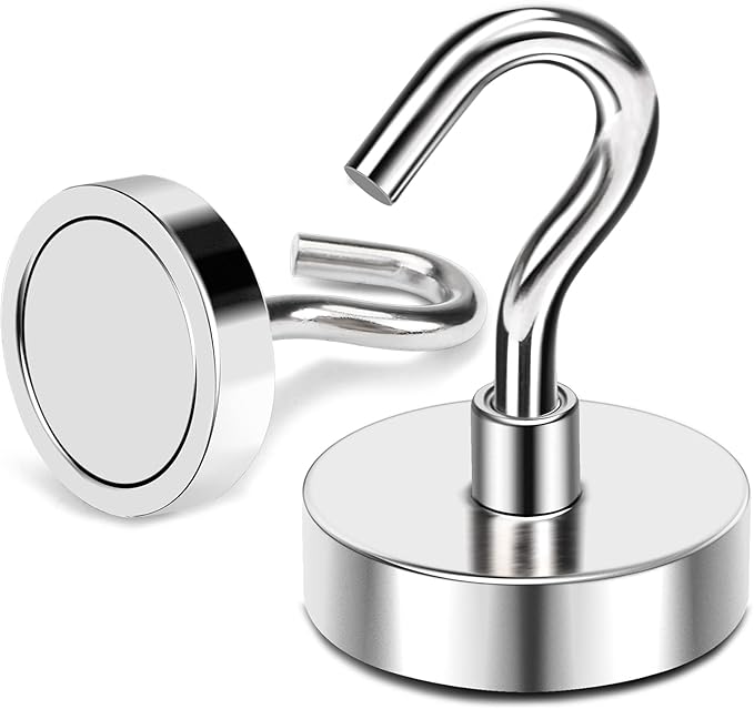 MIKEDE Magnetic Hooks, 80 Lbs Heavy Duty Earth Magnets with Hooks for Cruise Cabin, 10 Pcs Strong Locker Magnetic Hooks for Hanging, Metal Magnetic Hanger for Classroom, Grill, Fridge, Kitchen-Ruum Studio Home