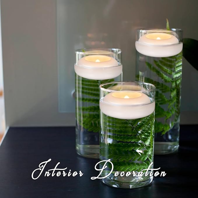 24 Pack 3”Floating Candles Water-Activated Flameless LED Candle, 120 Hour White Battery Operate Waterproof Tealights for Cylinder Vases, Centerpieces at Wedding, Party, Pool,Romantic.-Ruum Studio Home