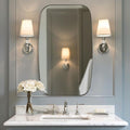 ANDY STAR Brushed Nickel Bathroom Mirror, Large 24x36’’ Brushed Nickel Metal Framed Oblong Wall Mirror, Modern Nickel Oval Vanity Mirror-Ruum Studio Home