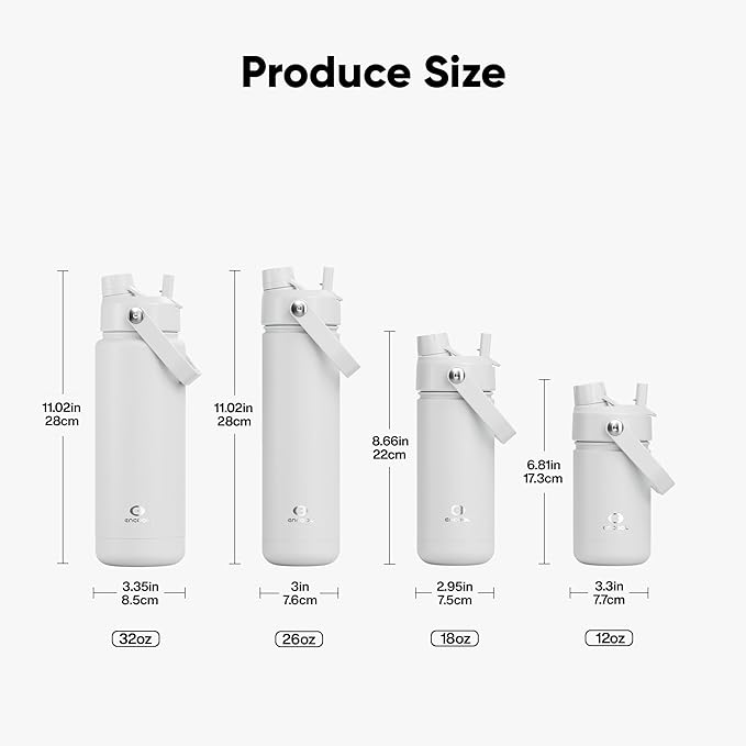 Insulated Water Bottle with Straw Stainless Steel Water Bottle, Leak-Proof, BPA-Free, Double Wall Vacuum Keeps Cold for 24 Hours for Sports, Travel, School (32 oz, Polar White)-Ruum Studio Home
