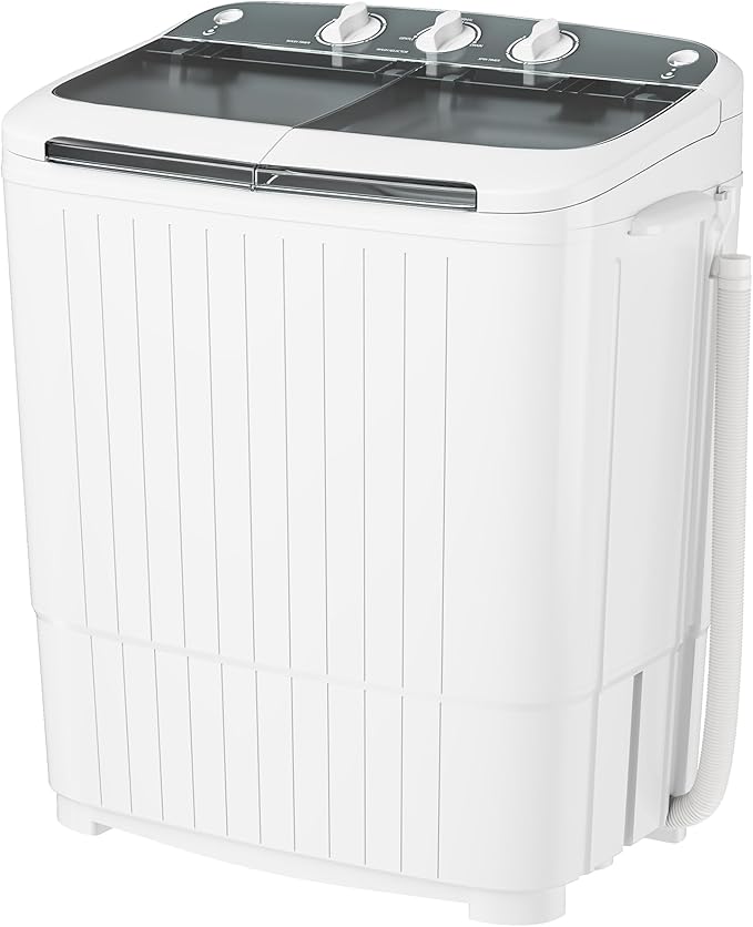Pataku Portable Washing Machine, 17.6 Lbs Compact Mini Washer and Dryer Combo,Twin Tub Laundry Washer with Spin Cycle, Soaking Function Ideal for Apartment, Dorms, RVs Camping, Grey-Ruum Studio Home