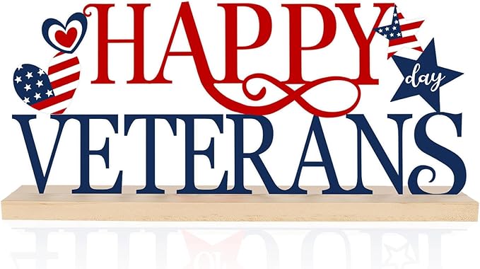 COCHIE Metal Happy Veterans Day Sign, Thank You Veteran Table Centerpieces Decorations for Home, Office, Shelf, Mantel, Indoor, Traditional Party Supplies Decor (Veterans)-Ruum Studio Home