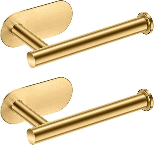 Toilet Paper Holder,Gold,Wall Mount, Upgraded Adhesive Toilet Roll Holder,no Drilling,Bathroom/Rv/Washroom,SUS 304 Stainless Steel,Rustproof (Gold, 2 Pieces)-Ruum Studio Home