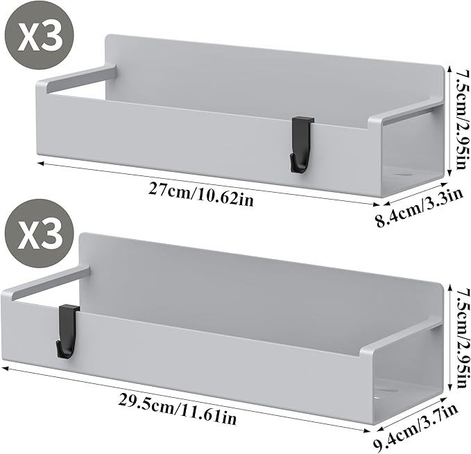 6 Pack Magnetic Spice Rack Organizer for Refrigerator and Oven, Light Gray Fridge Organizers and Storage for Kitchen-Ruum Studio Home