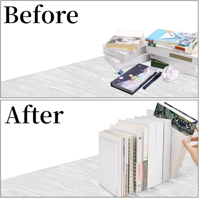 Lulonpon 8 Pieces Book Ends, Bookends, Books Stand, Books Stoppper, Clear Bookend for Shelves, Acrylic Book Ends for School, Library, Desktop Organizer ﻿-Ruum Studio Home