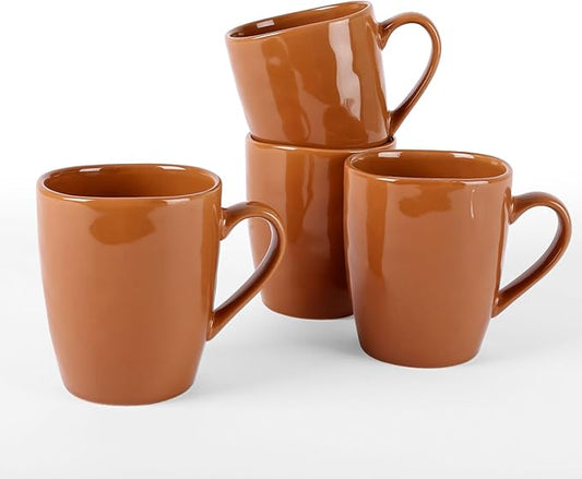famiware Aurora Coffee Mugs, 14oz Mug Set of 4, Stoneware Mug, Cups for Kitchen, Cappuccino, Latte, Reactive Glaze, Microwave Safe, Scractch-resistant, Brown-Ruum Studio Home