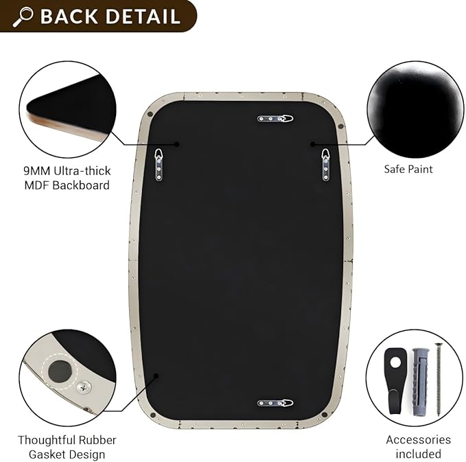 ANDY STAR Brushed Nickel Bathroom Mirror, 30x40” Oblong Mirror with Stainless Steel Metal Frame, Silver Oval Vanity Mirror for Over Sink, Modern Anti Rust Wall Mounted-Ruum Studio Home