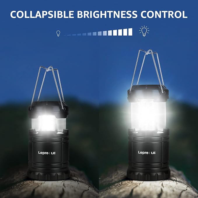 Lepro LED Camping Lanterns Battery Powered, Collapsible, IPX4 Water Resistant, Outdoor Portable Lights for Emergency, Hurricane, Storms and Outages-Ruum Studio Home