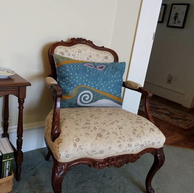 Lumbar Blue Klimt Throw Pillow Cover Art Nouveau Pillowcase Modern Couch Cushion Contemporary Pillowsham Mid Century Chair Farmhouse Cushions Handmade Wool Size 14x20-Ruum Studio Home