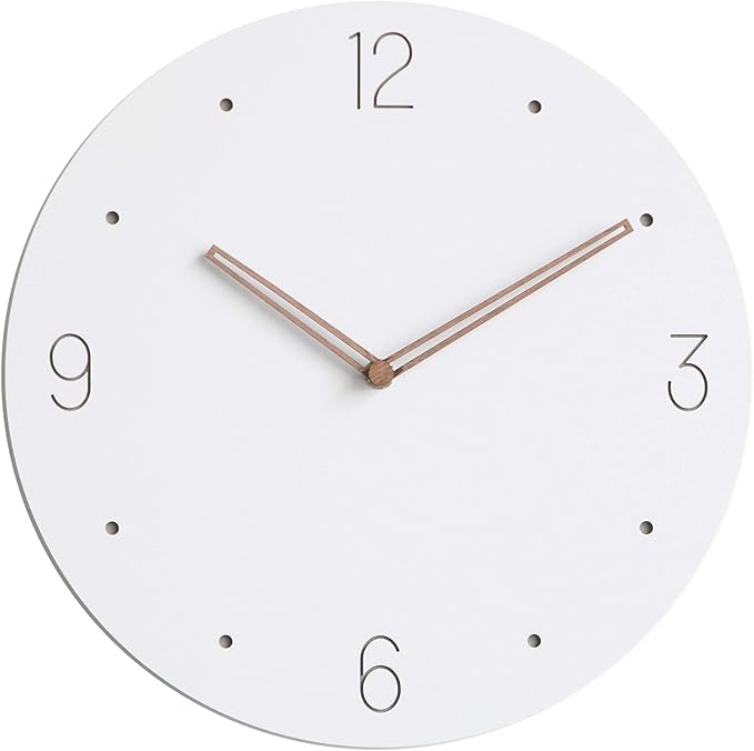 Stephanie Imports Modern Minimalist Wood on White Silent Wall Clock-Ruum Studio Home