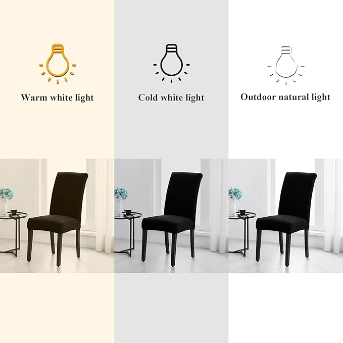 Joccun Chair Covers for Dining Room Set of 6, Dining Chair Slipcovers Stretch Dining Room Chair Covers Seat Protector,Washable Parsons Chair Cover for Home,Hotel,Banquet(Black,6 Pack)-Ruum Studio Home