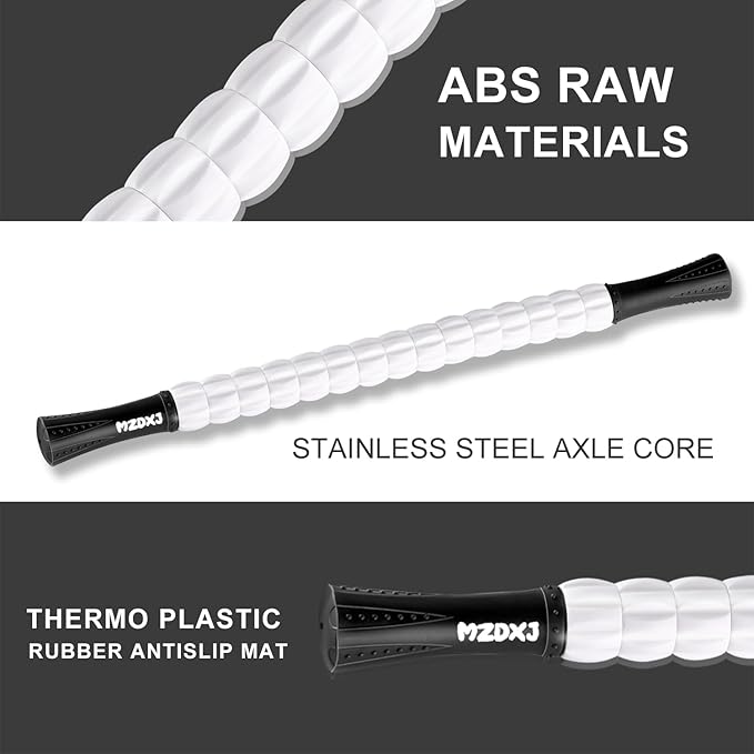 MZDXJ Muscle Roller Stick for Athletes - Deep Tissue Fascia Blaster & Roller Massager for Myofascial Pain Relief - Handheld Physical Therapy & Recovery Tool(-Black White-24 inch)-Ruum Studio Home