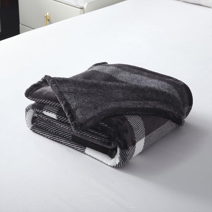 MERRYLIFE Black and White Plaid Throw Blanket Decorative Fleece Throw | Ultra-Plush Colorful | Couch Blanket Travel Lap | Home Gift Use(50" 60",Black White)-Ruum Studio Home