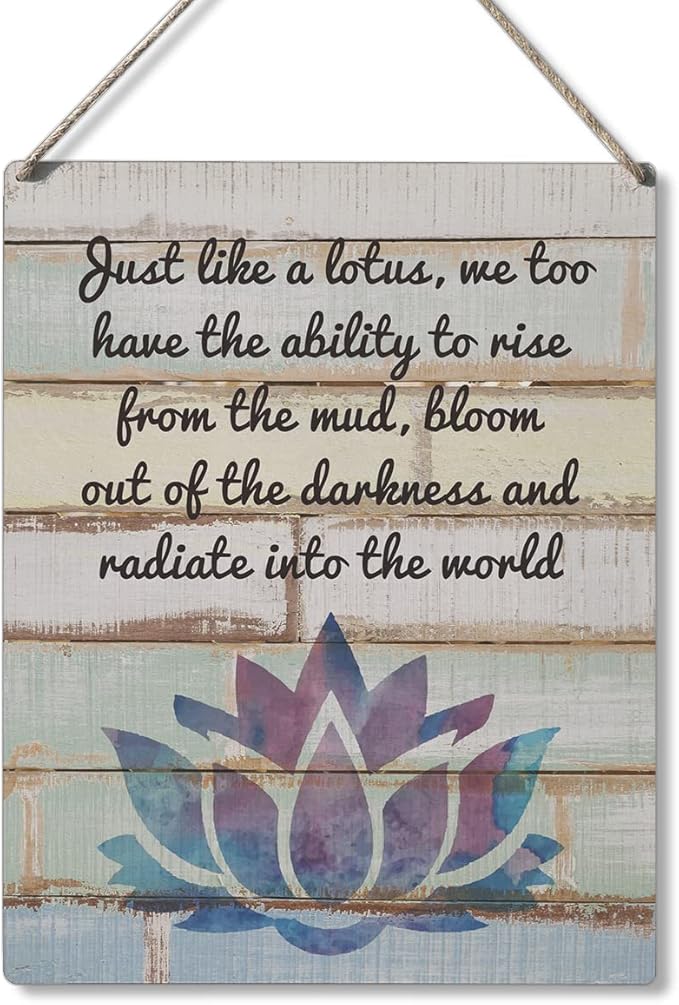 Qious Inspirational Gift Signs Just Like a Lotus We Too Have the Ability to Rise Wooden Hanging Sign Rustic Wall Art Home Decoration 10 x 8 Inches…-Ruum Studio Home