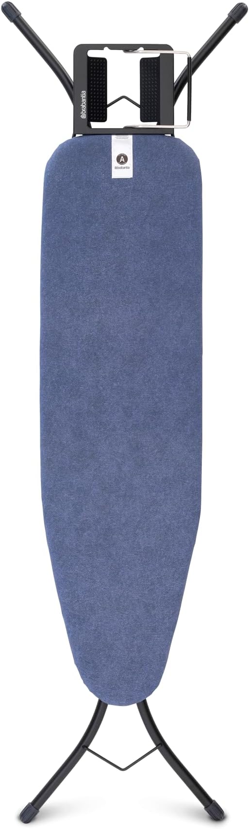 Brabantia Size A Compact Small Ironing Board (43x12 in) 7 Height Options, Adjustable Steam Iron Rest Holder (Denim Blue) Non-Slip Feet, Anti-Collapse Child Locks-Ruum Studio Home