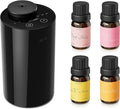 Waterless Essential Oil Diffuser Starter Kit with 4 x 10mL Fragrance Scent Oil, Battery Operated Mini Scent Air Machine Portable Diffuser for Home Car Office, AN6 Black Kit01-Ruum Studio Home