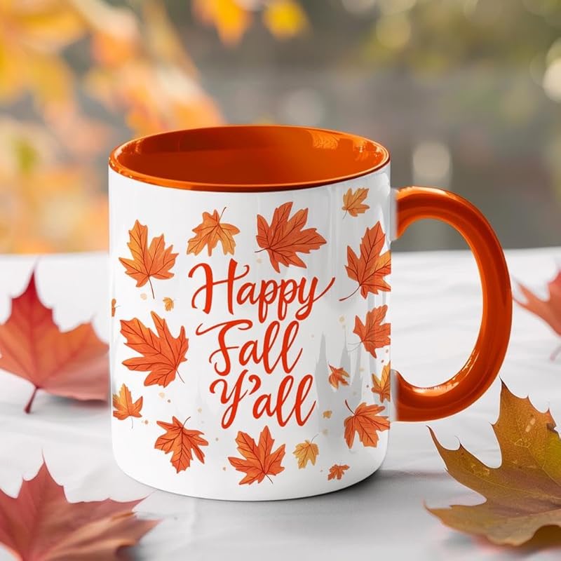 Personalized Fall Ghost Coffee Mugs - Ghost Lover Mugs Gift for Women Men - Fall Autumn Decor Gifts For Home Farmhouse Thanksgiving - Happy Fall Y'all Mug - 11oz Printed Ceramic Mug-Ruum Studio Home