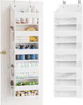 SpaceAid 1 Pack Over The Door Organizer with 5 Large Pockets and 10 Mesh Side Pockets, 5 Layers Door Organizer Hanging with Clear Window for Bedroom, Bathroom, Pantry and Nursery, White-Ruum Studio Home