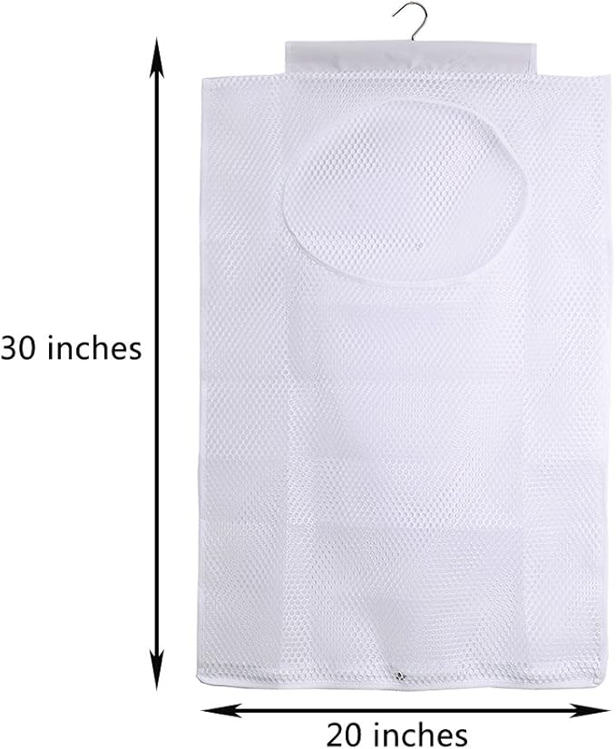 ALYER Breathable Mesh Laundry Hamper,Foldable Hanging Closet Storage Basket,Portable Space Saving Dirty Clothes Bag (White)-Ruum Studio Home