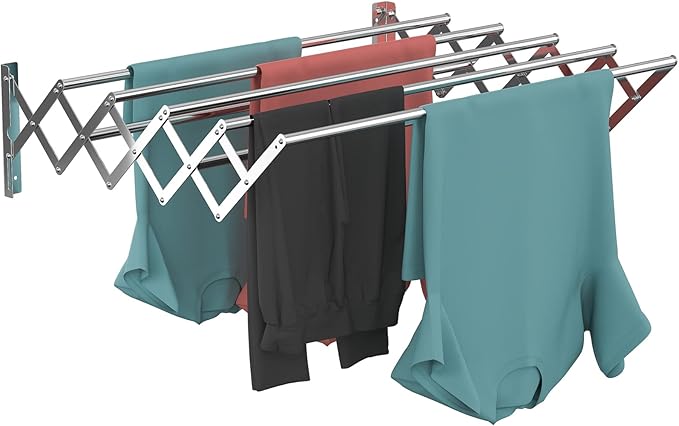Guevara Wall Mounted Clothes Drying Rack,Stainless Steel Foldable Drying Rack for Laundry Room/Bathroom Tower，Easy to Install 31-inch Rod, 120 lbs Large Capacity- Indoor and Outdoor Use-Ruum Studio Home