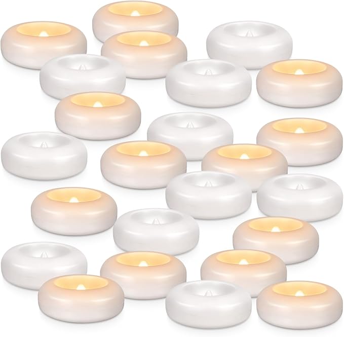 24 Pack 3”Floating Candles Water-Activated Flameless LED Candle, 120 Hour White Battery Operate Waterproof Tealights for Cylinder Vases, Centerpieces at Wedding, Party, Pool,Romantic.-Ruum Studio Home