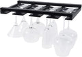 Rustic State Eze 4 Sectional Wood Under Cabinet Wine Glass Holder Wine Glass Rack Hanging Shelf Stemware Bar Organizer - 12 Wine Glass Storage - 10 Inch Deep - Black-Ruum Studio Home