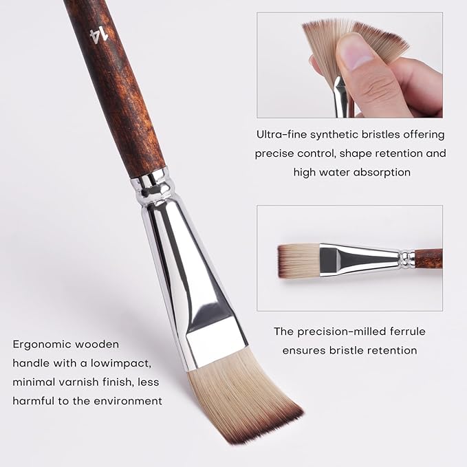 25pcs Paint Brush Set, Fuumuui Acrylic Paint Brushes, Professional Artist Series with Wide Flat, Filbert, Fan, Dagger, Cat Tongue, Round, Angle, Rigger for Oil, Acrylic Canvas Paintings, Face Painting-Ruum Studio Home